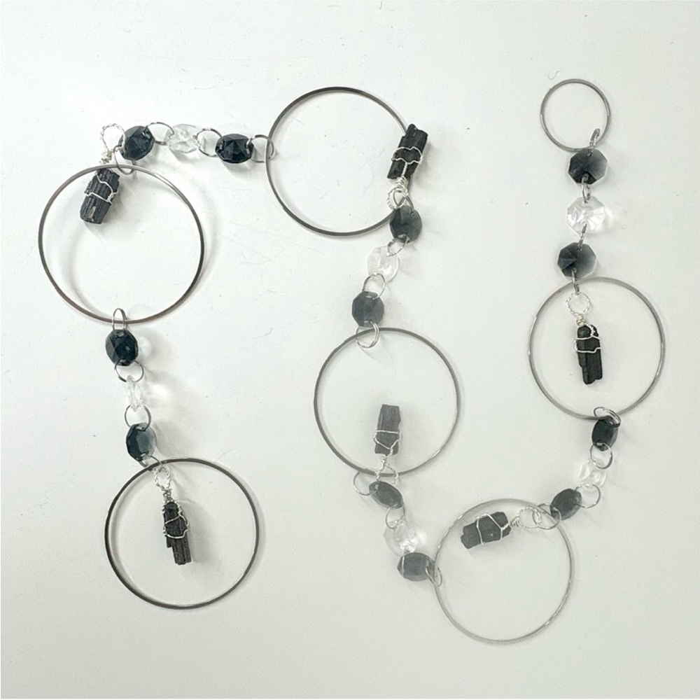 Handmade One of a Kind Gemstone Wall Hanging Black Tourmaline & Crystals